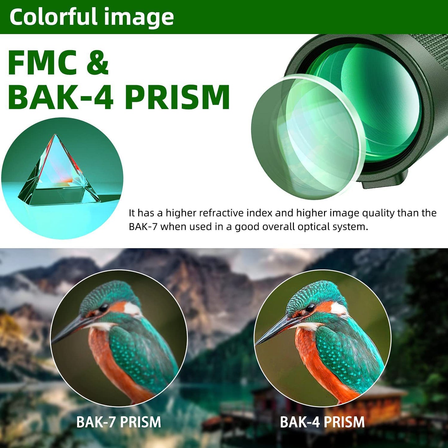 80X100 Hd Monocular Telescope Long Range Zoom Bak4 Prism Telescope with Tripod Phone Clip Hunting Camping Bird Watching Hiking