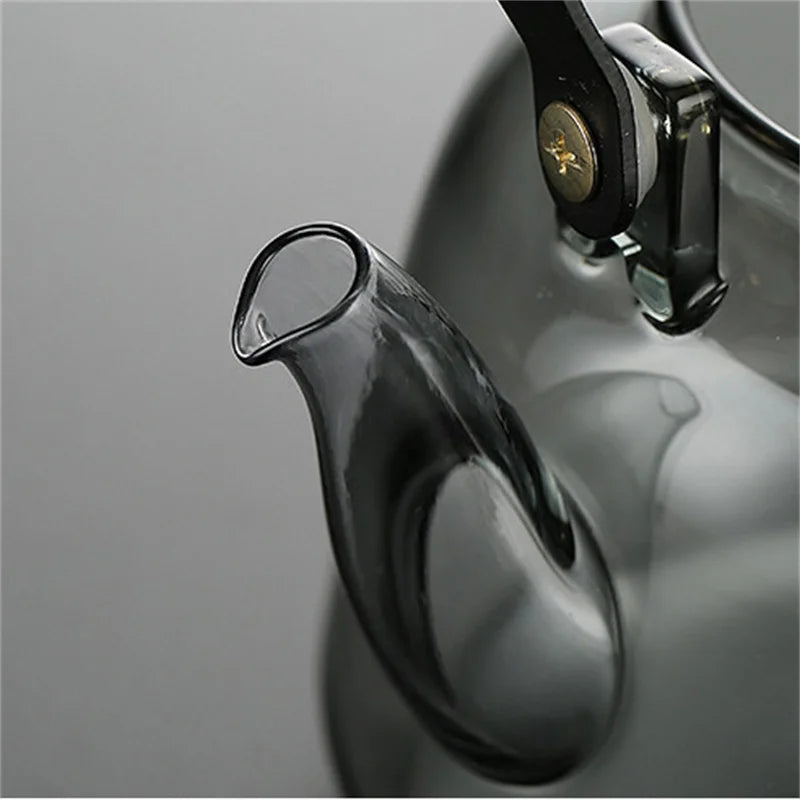 1000ml Embossed High Borosilicate Glass Teapot with Tea Strainer