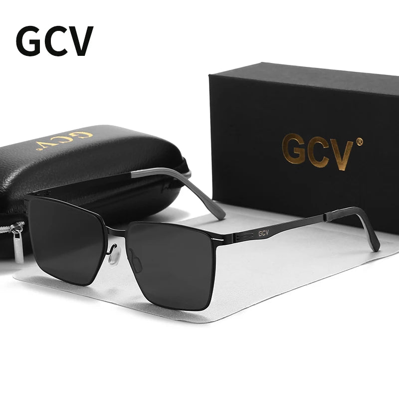 Aluminum Magnesium Polarized UV400 Rectangle Business Driving Sunglasses for Men Mirror Eyewear