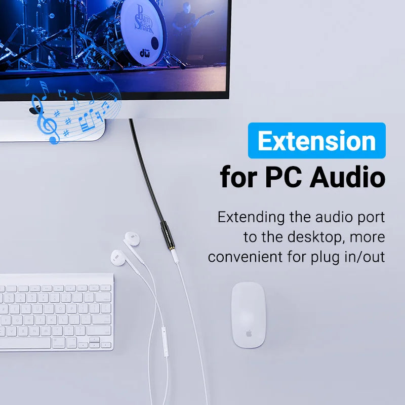 3.5MM Male to Female Extension Cable Jack 3.5 Aux Cable for Car Laptop Mini PC TV Stereo Audio Headphone Speaker Cable