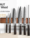 40cm Walnut Solid Wood Magnetic Knife Holder Double Row Strong Magnetic Force No Nails/ Punching Kitchen Accessories