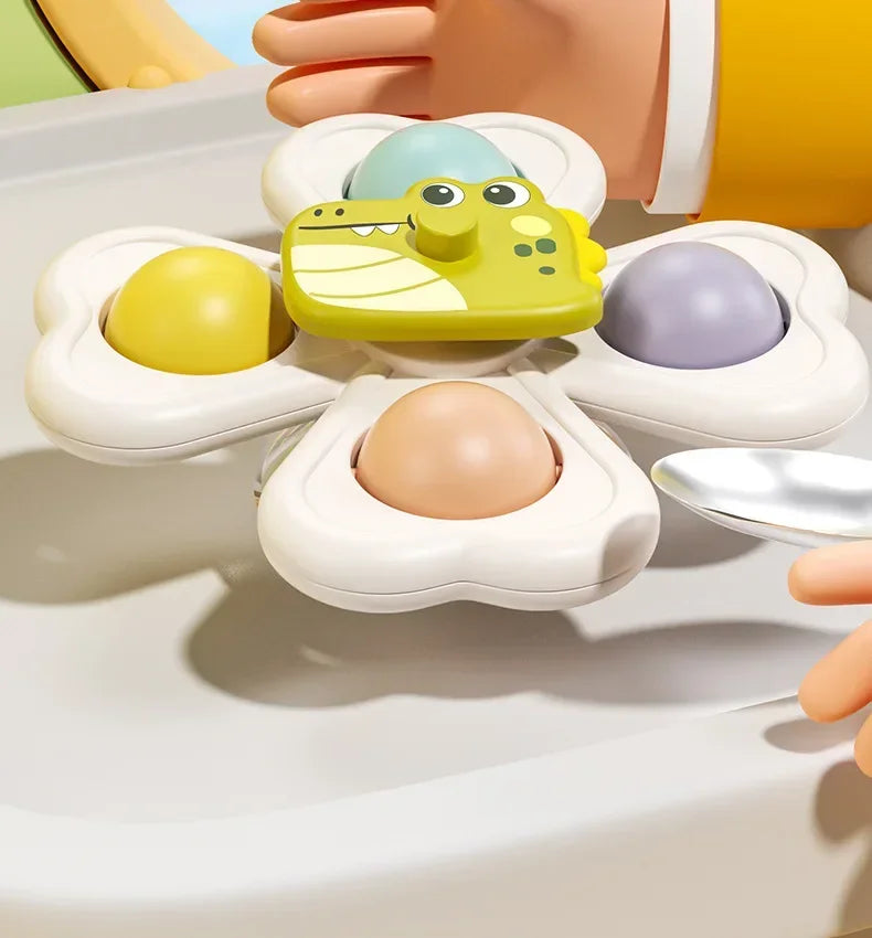 3PCS Suction Cup Rotating Toy for  Hand-eye Coordination Educational Training, Bath & Travel toy, Birthday Christmas Gift