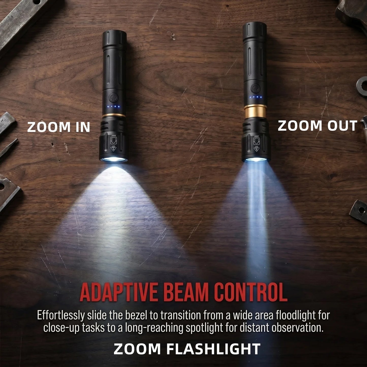 4 In 1 RGB Rechargeable Zoom LED Flashlight