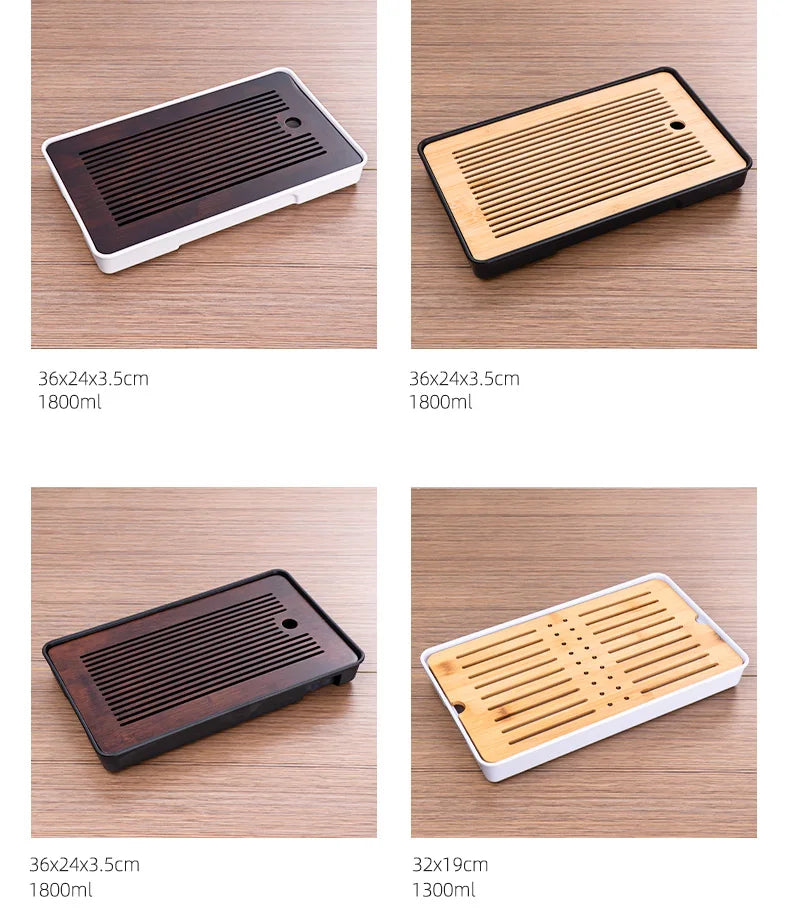 Bamboo Tea Tray Home Living Room Kungfu Tea Set Small Tea Tray Draining Dry Soaking Table Storage Wet And Dry Use