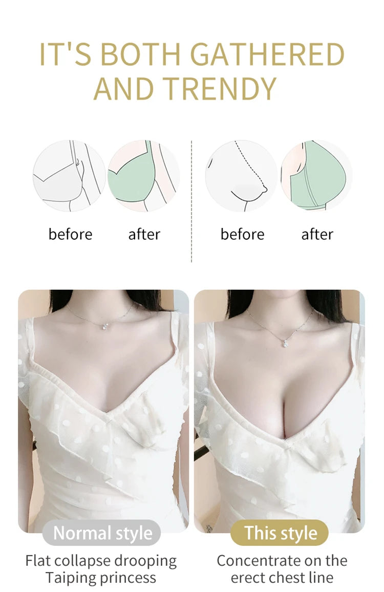 Women’s Brand Low-Cut Push-Up Bra – Soft, Comfortable Wireless Fashion Bralette