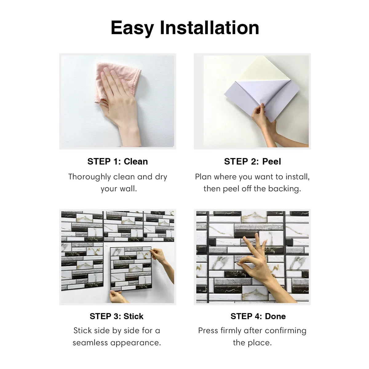 3D Wall Sticker Self-adhesive Faux Stone Wall Panel Peel and Stick Tile Backsplash for Kitchen Bathroom Waterproof Tile Sticker