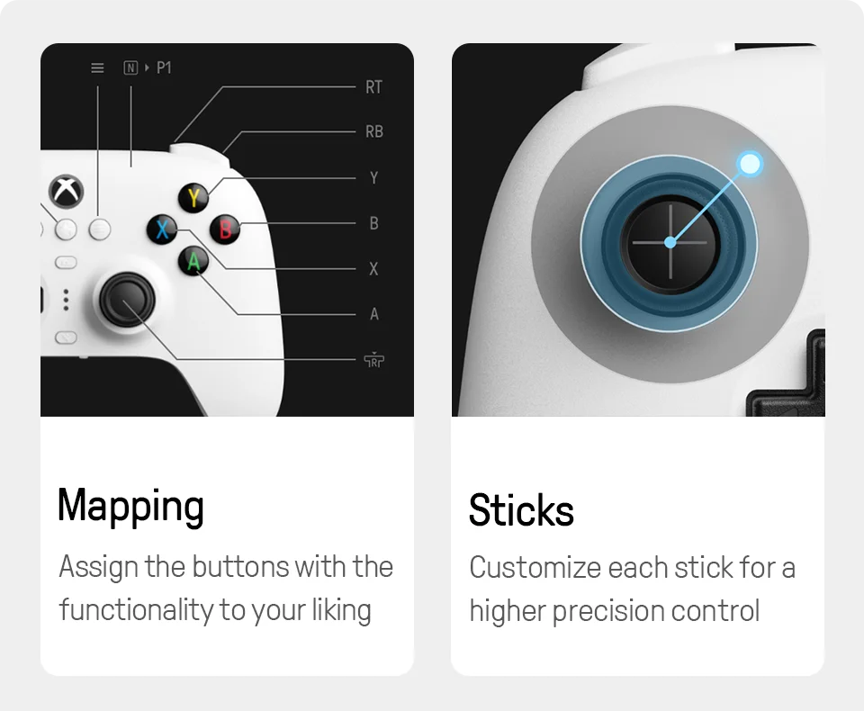 Wireless Gaming Controller with Hall Effect Joysticks for Xbox and PC