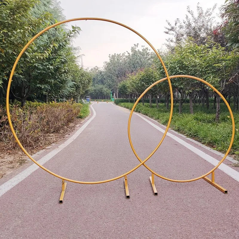 Metal Circle Stand Wedding Arche Round Balloon Arch Flower Gold Background Arch DIY Frame Birthday Party  Shower Decoration