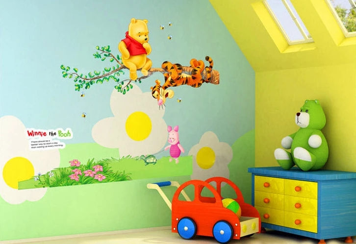 Cartoon Animal Winnie The Pooh Wall Stickers Decals For Room Nursery Kindergarten Bedroom Wall Decoration Decor Mural Home