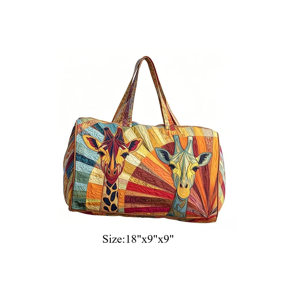 Travel Duffel Bag Quilted Weekender Bag 3D Giraffe Print Luggage African Animal Pattern Carry On Bag for Vacation Beach Camping