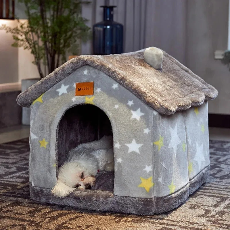 Removable Cover Plush Pet Bed Sofa gray for Dogs and Cats