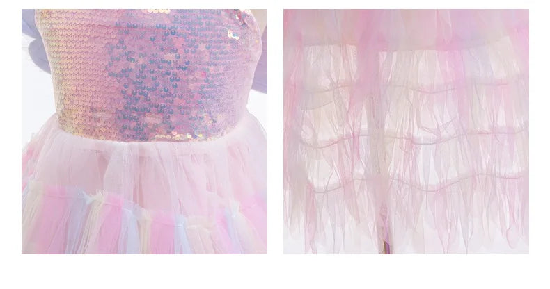 2026 New Baby Girls Princess Dress - Sleeveless Fairy Wings Tutu Gown for Birthday Party & Photoshoot