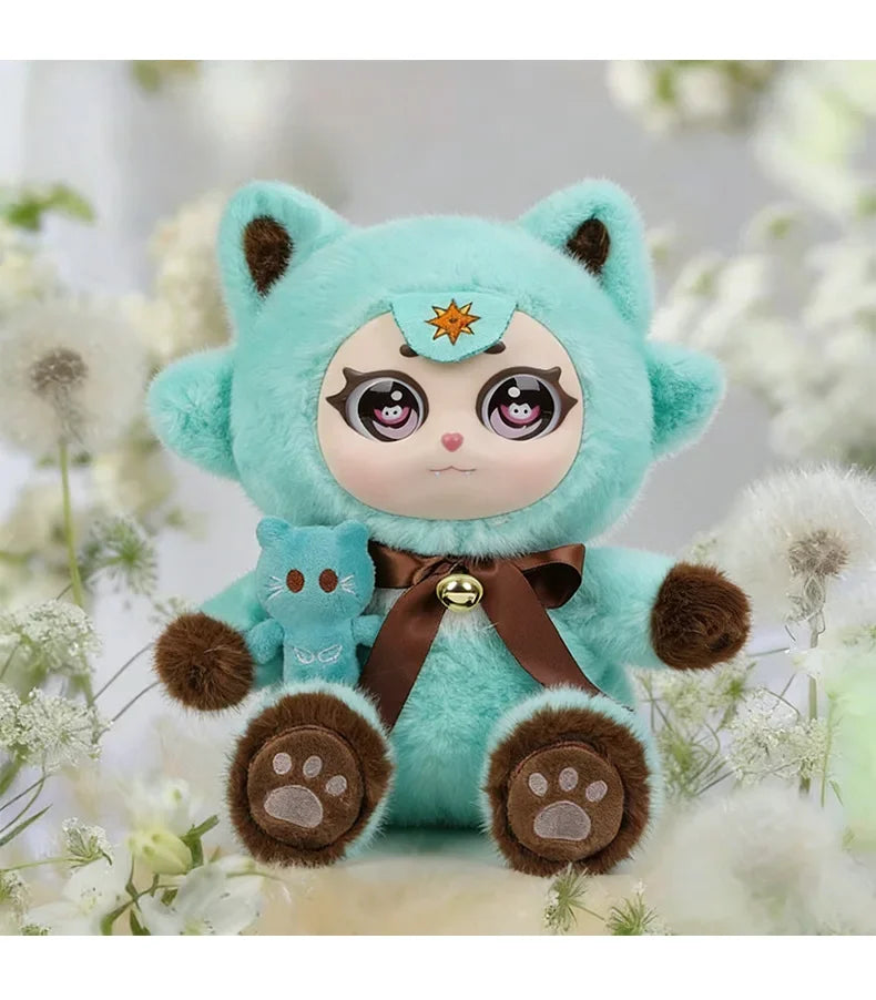 Purple Moon Ghost Cat Plush Toy With Mini Cat Pendant