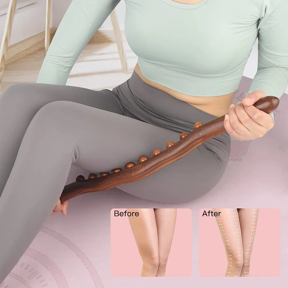 8 Beads Gua Sha Stick Wooden Body Massage Stick Handheld Abdomen Cellulite Massager For Back Relief Wood Therapy Massage Relaxed