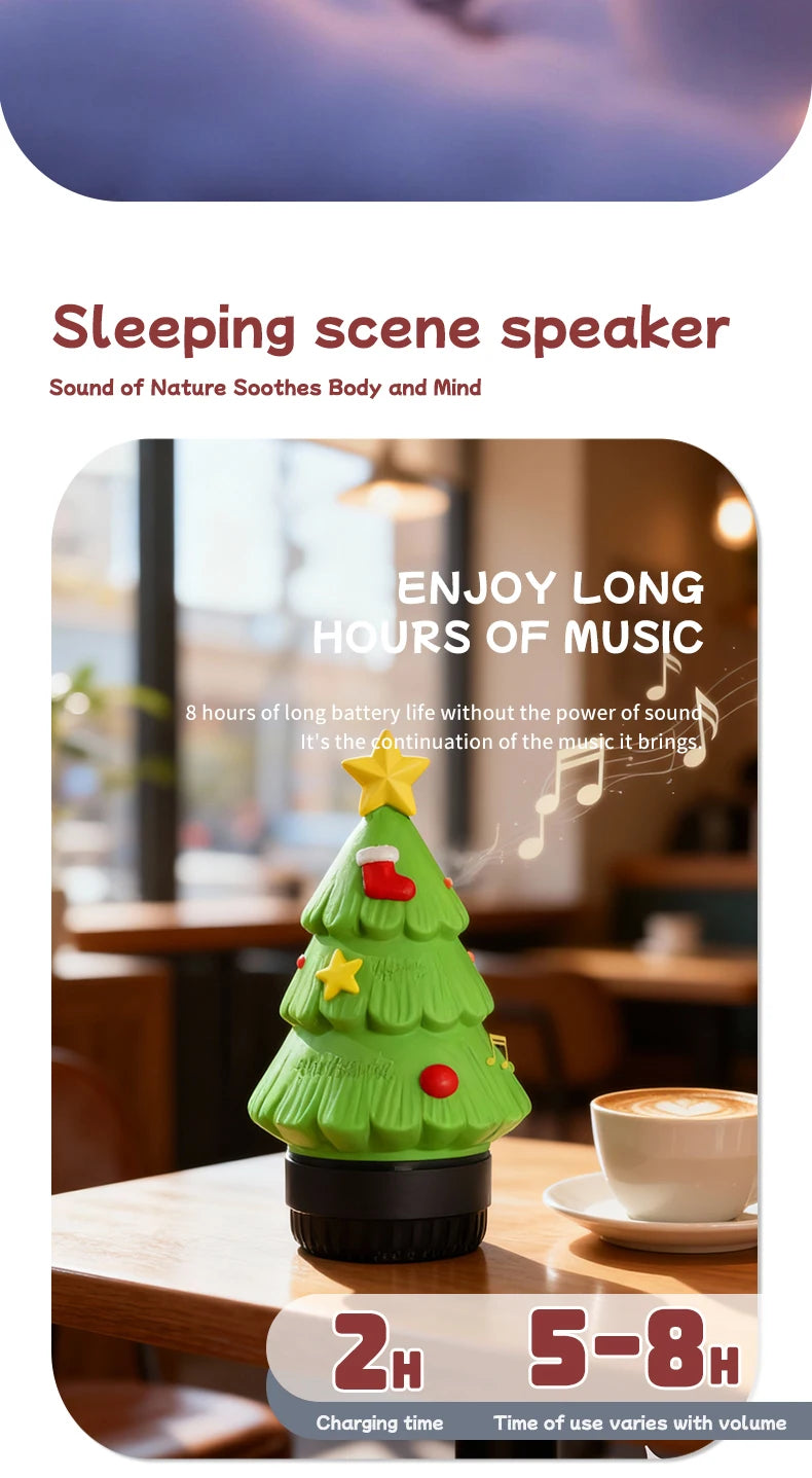 Christmas Eve Light Mini High Fidelity Bluetooth 5.3 Speaker TWS Connection Stereo Rechargeable LED Desk Lamp Christmas Gift