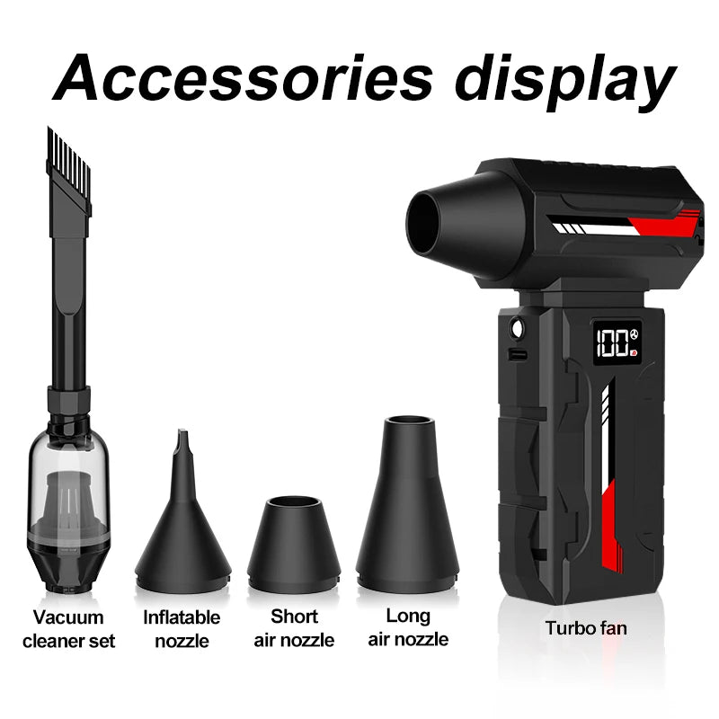 New HFX12 Air Blower Mini Turbo Jet Fan Cordless Vacuum 5 Gear Adjustable Jet Blower With Lighting For Computer Cleaning