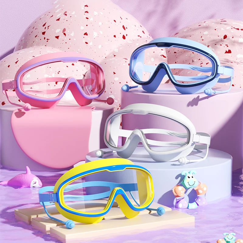 Swimming Goggles Big Frame HD View Anti-fog Waterproof 's Swim Goggles Boys and Girls Multi-color to Choose