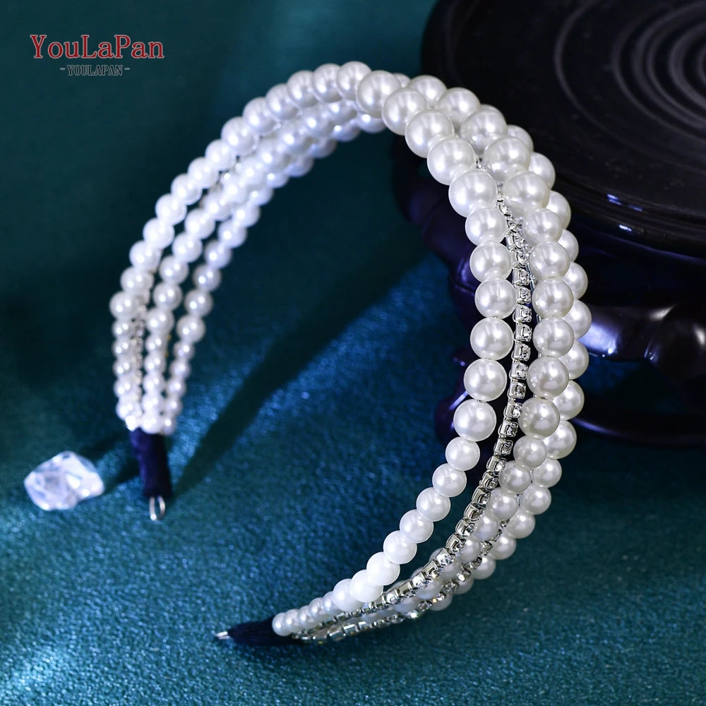 Pearls Hair Bands Elegant Headband Simple Hair Hoop Head Band Handmade Wedding Hair Accessories