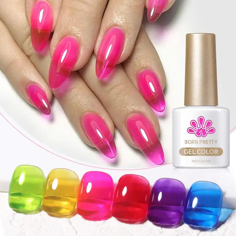7ml 6Pcs Soda Ice Jelly Gel Nail Polish Set Gorgeous Color Full Coverage Semi Permanent Varnish Soak Off UV Gel
