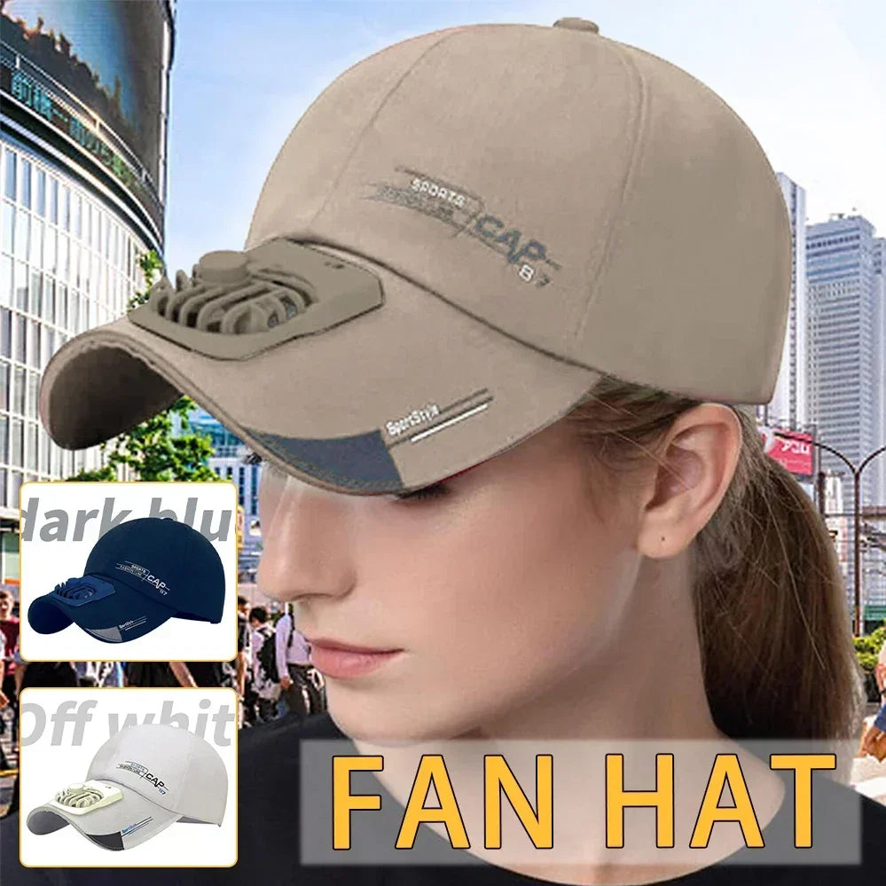 Solar Fan Sun Hat With Dual Fans And USB Charging