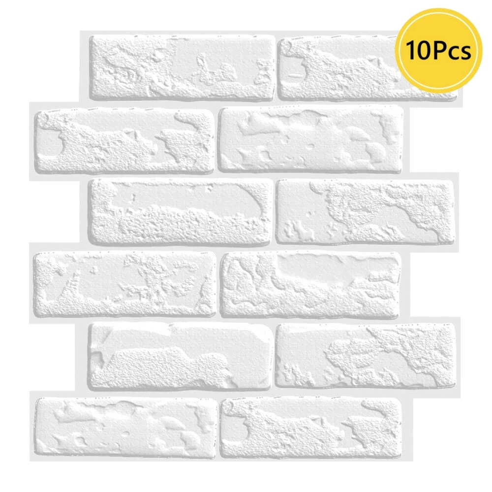 10pcs 3D Wall Sticker Self-adhesive Faux Brick Wall Panel Peel and Stick Kitchen Tile Backsplash Bathroom Wall Tile Sticker
