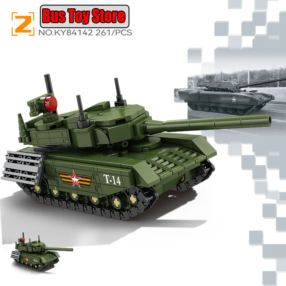 BMPT Terminator Tank KV-2 T-34 Tiger I WW2 Military Classic Model Building Blocks Bricks Boy  Toys for Christmas Gifts