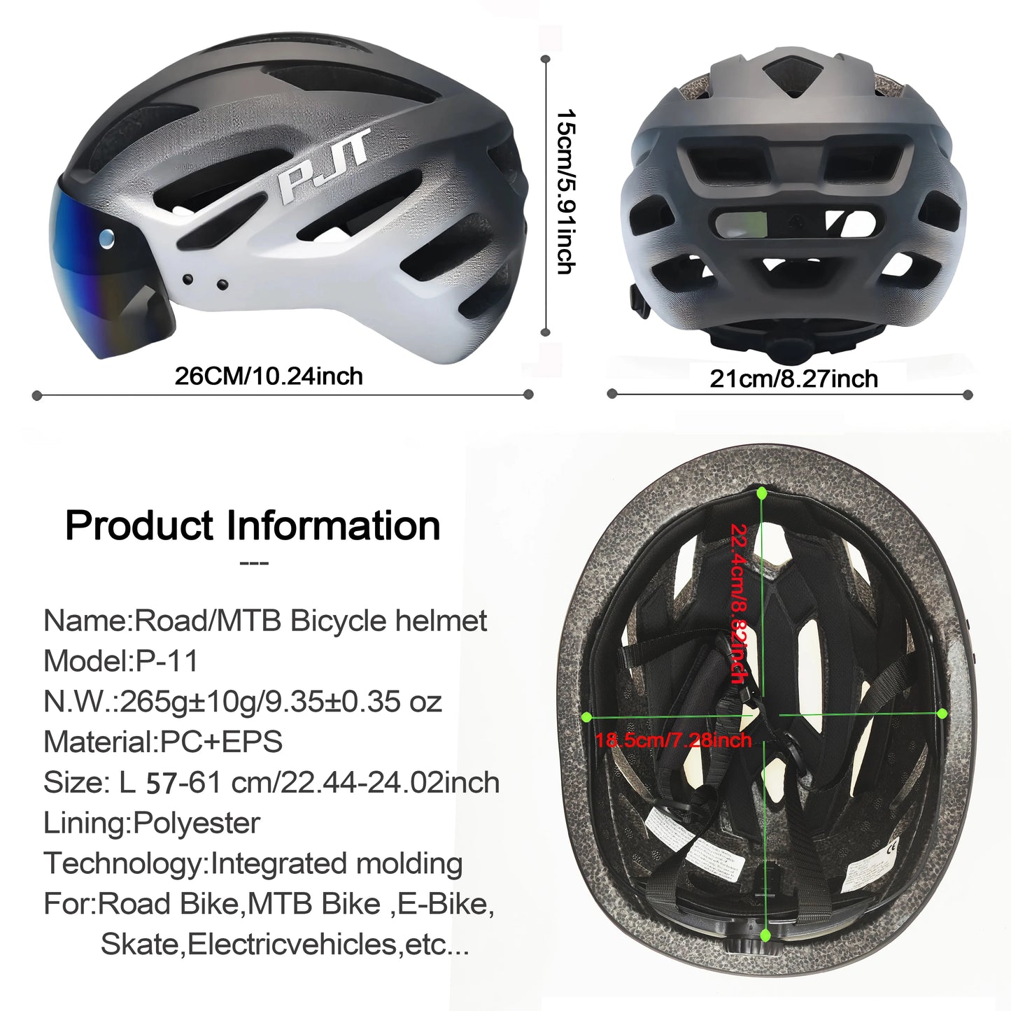 Cycling Helmet With Sun Visor Goggles For Road And Mountain Bike