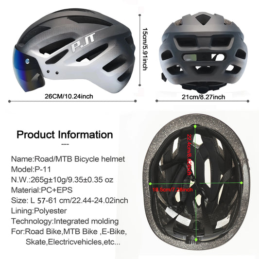 Cycling Helmet With Sun Visor Goggles For Road And Mountain Bike