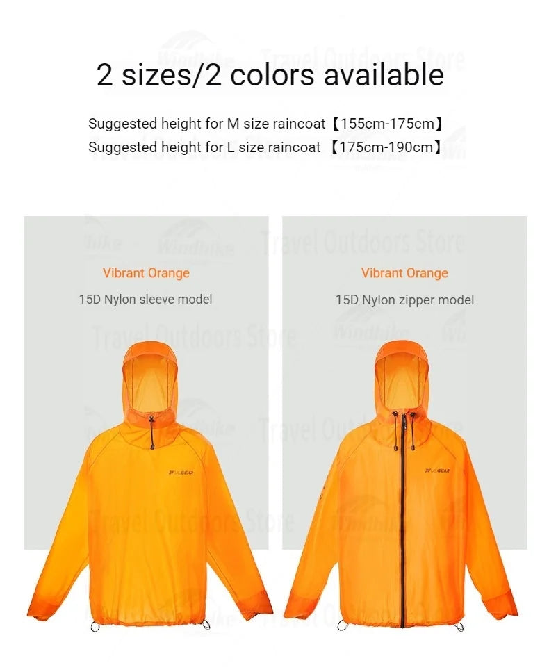 Lightweight Waterproof Hiking Rain Jacket and Pants Set with Hood