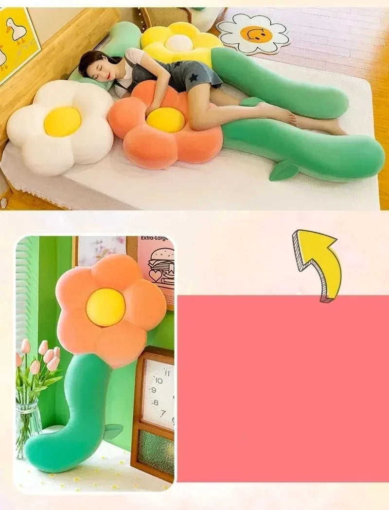 Long Sunflower Plush Body Pillow Cute Large Flower Stuffed Cushion Sofa Decorative Stuffed Body PillowBed Sleeping Back Cushion