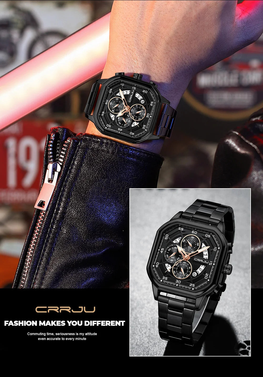 Men Watch Stainless Steel Chronograph Watches for Men Luxury Waterproof Date Analog Quartz Business Clock