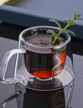 200ml Double Wall Glass Coffee Cups Espresso Clear Insulated Tea Mugs Heat Resistant Handle Mug For Latte Cappuccino