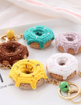 5 Pcs Handmade Weaving Keychain Wool Crochet Unique Knitted Pendant Keyring Strawberry Watermelon Orange Pendant Key Chain Gifts