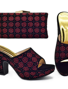 Luxury Designer Shoes Italian Shoe and Bags Matching Set with Rhinestone Women's Shoe New Trend Italy Shoe with Bag Set