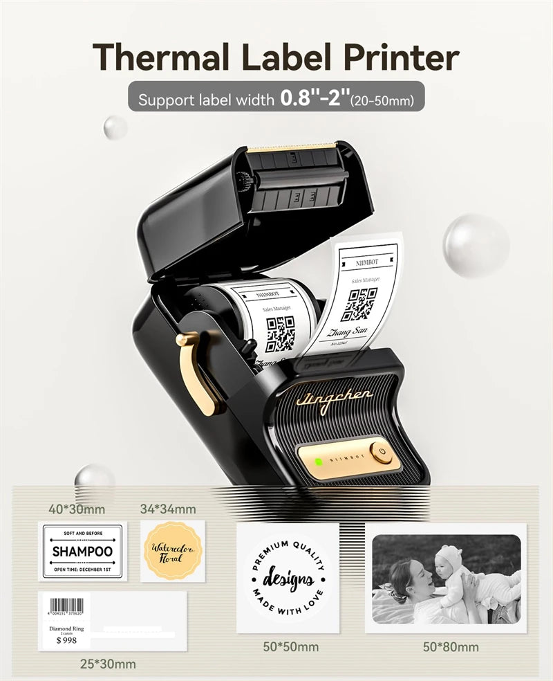 B21 / B21 Pro Thermal Label Printer, Bluetooth Wireless Sticker Maker 20–50mm, Portable Inkless Barcode Label Printer for Office & Retail