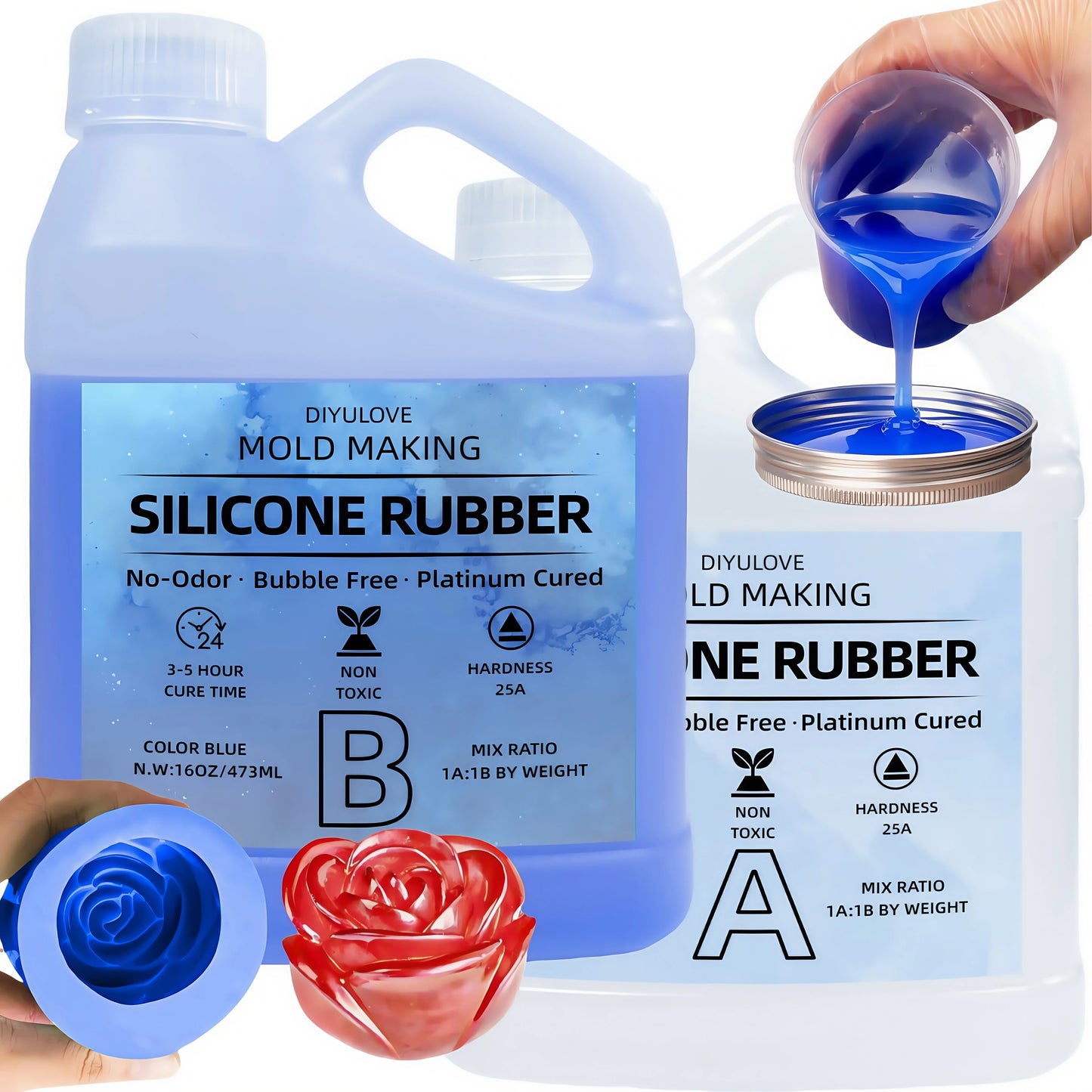 Silicone Mold Making Kit – Easy-Mix Flexible Platinum-Cured Silicone for Resin Casting Molds