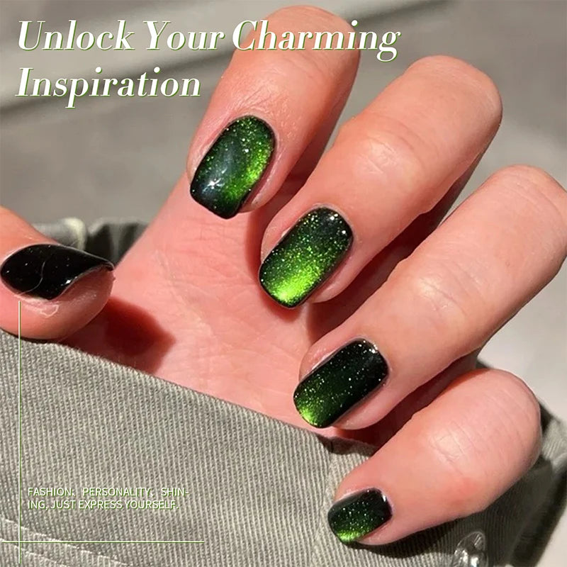 10ml Green Cat  Gel Ultra Shine Semi Permanent Soak Off UV Gel Manicure Nail Art Varnish Sparkling Nail Art