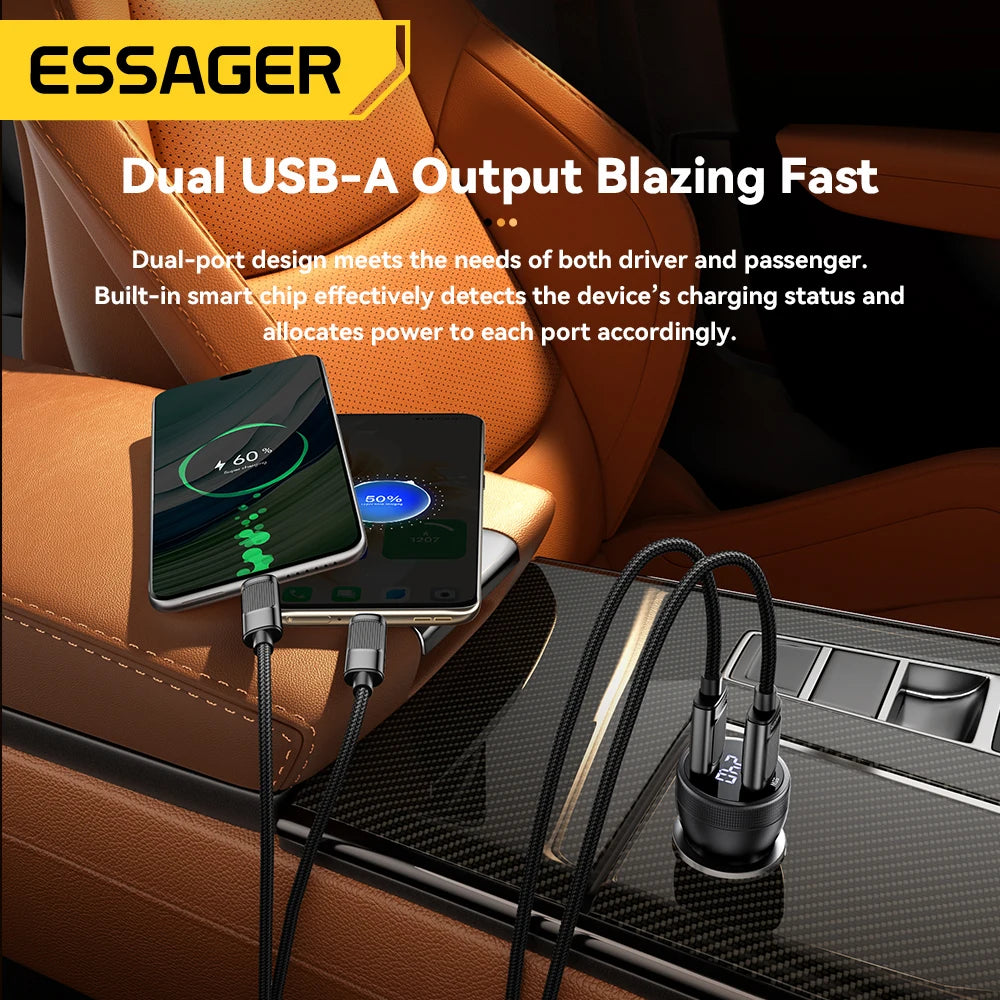 73W USB C Car Charger PD 3.0 QC 4.0 Fast Charging Dual Port Type C + USB Adapter