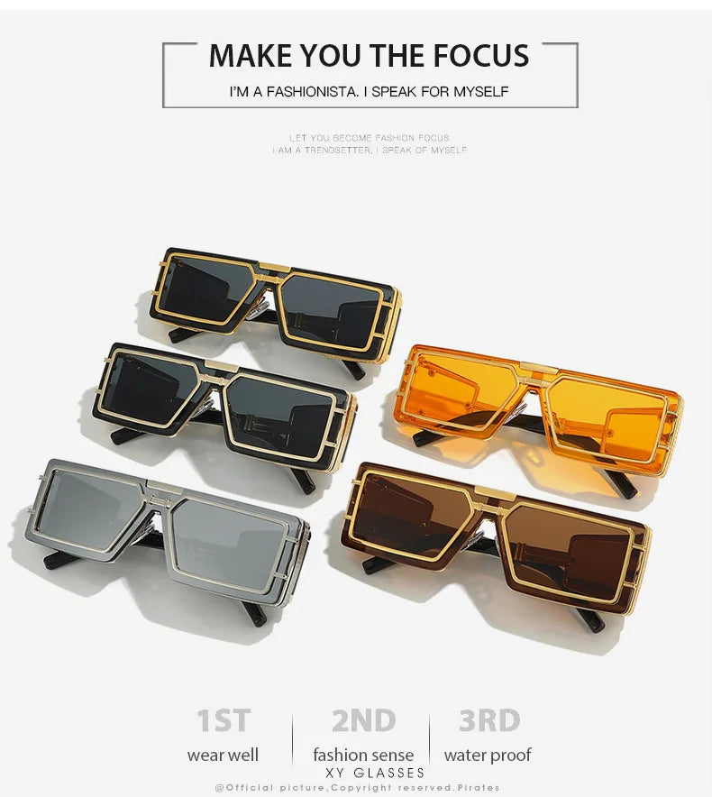 Square Punk Steampunk Sunglasses With UV400 Protection