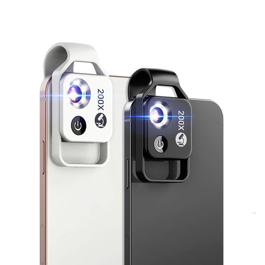 200X Smartphone Microscope Lens with LED Light Universal Clip
