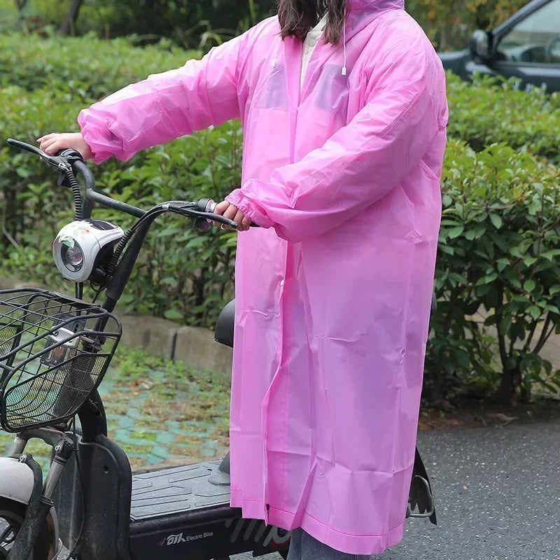 Long Waterproof Raincoat Poncho for Adults in Black