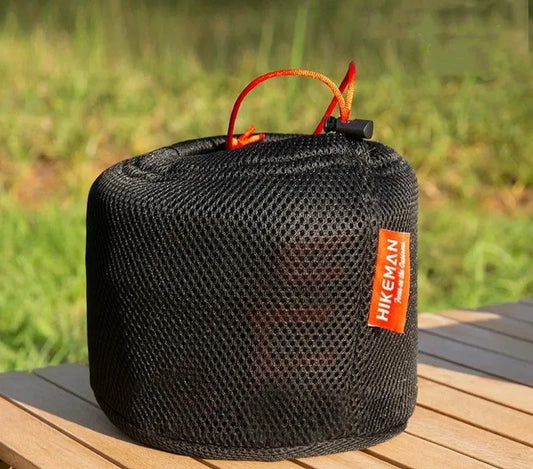 Outdoor Camping Pot Storage Bag Portable Picnic Cookware Storage Bag Sandwich Mesh Drawstring Pocket