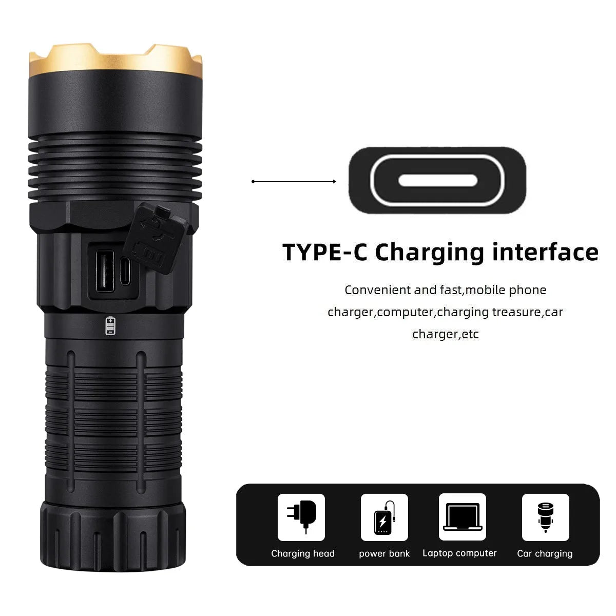 5000 Lumen Rechargeable High Power LED Flashlight