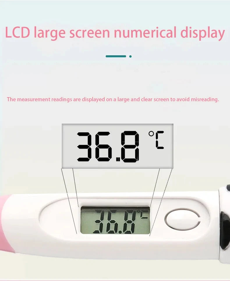 1pc  Cartoon Digital Thermometer Oral Armpit Flexible Tip Waterproof Cute Design Frog Cow Rabbit Bear Duck Rabbit Panda Cow