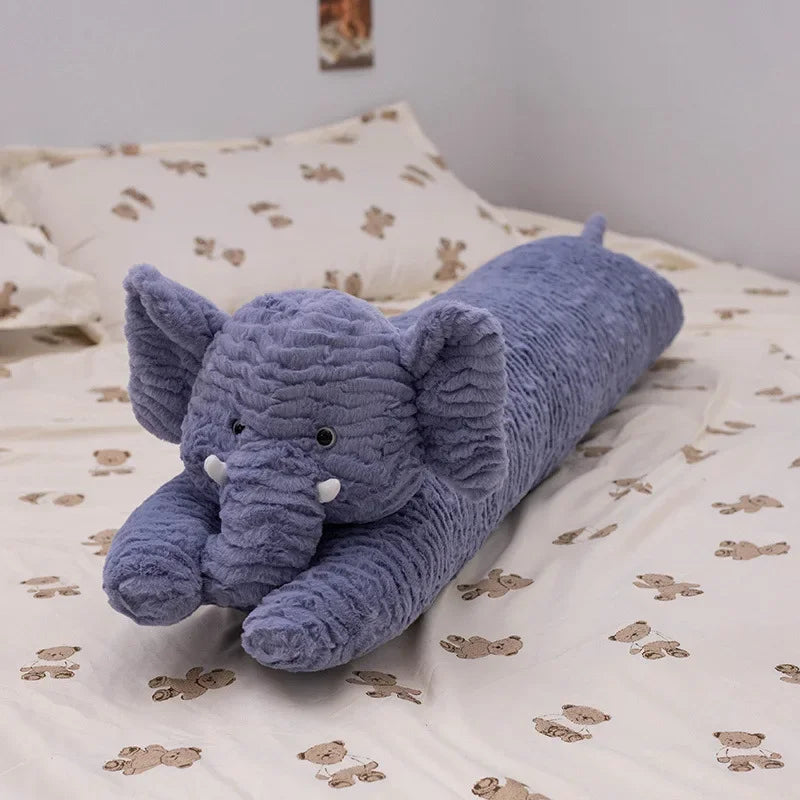 Large Elephant Body Pillow Long Sleeping Cushion Cute Stuffed Animal Elephant Decorative Body Pillow Chair Back Cushion Decor