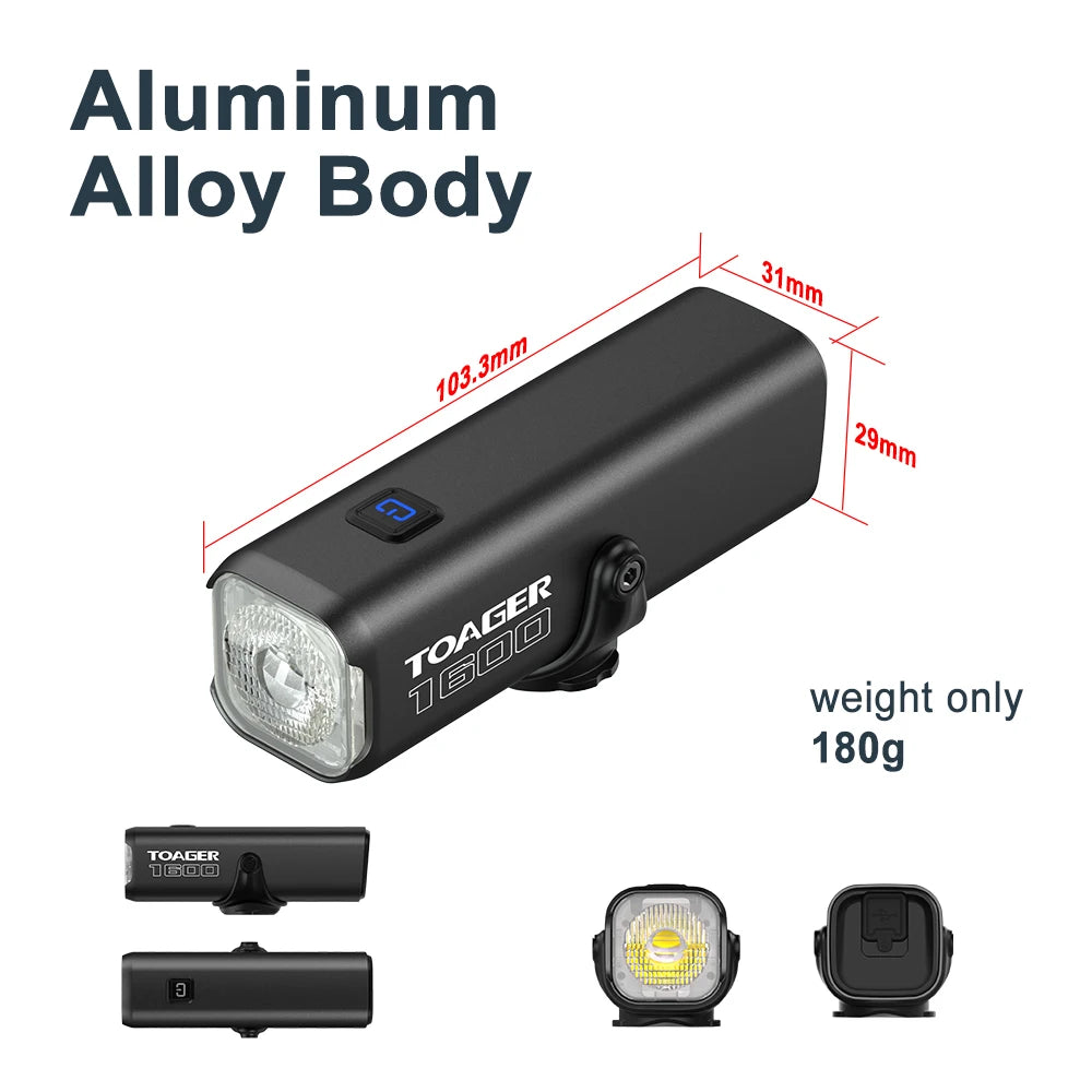 1600LM Bike Light Front Lamp TypeC Rechargeable LED 21700 5000mAh Bicycle Light Waterproof Headlight Bike Accessories