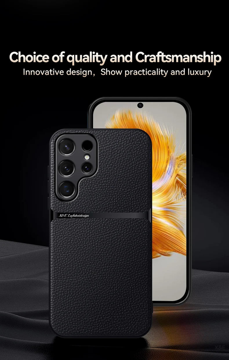 Car Holder Leather Shockproof Phone Case For Samsung S25 Ultra S23 S24 Ultra Plus Cover