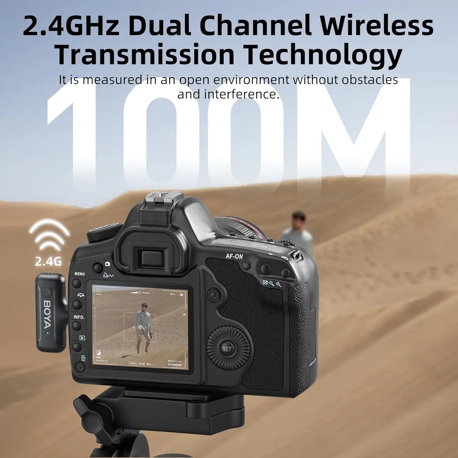 BY-WM3T Wireless Lavalier Lapel Microphone for iPhone Andriod Smartphone DSLR Cameras Live Streaming Youtube Recording Vlog