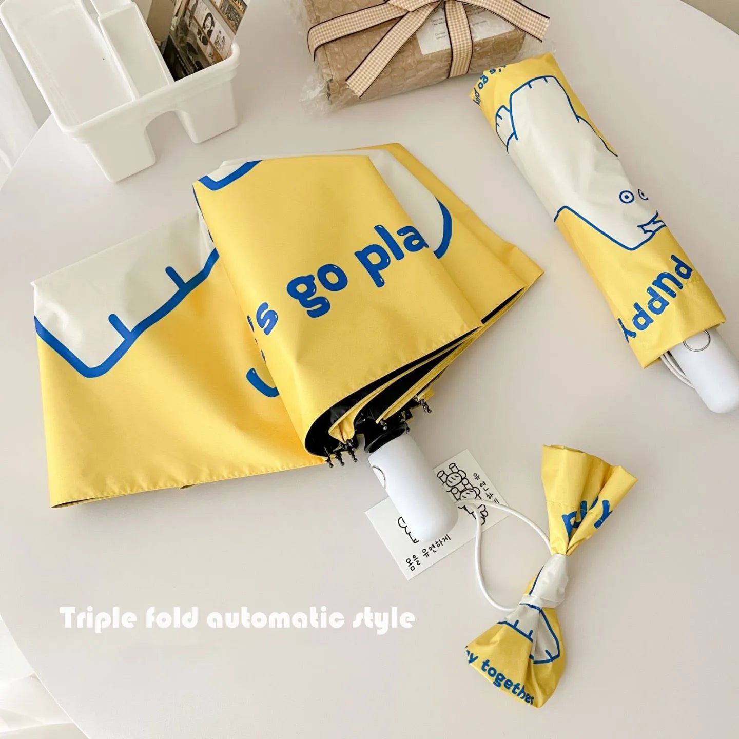 Outdoor Travel Umbrella Dog Print Mini Sun Protection UV Folding Automatic Umbrella