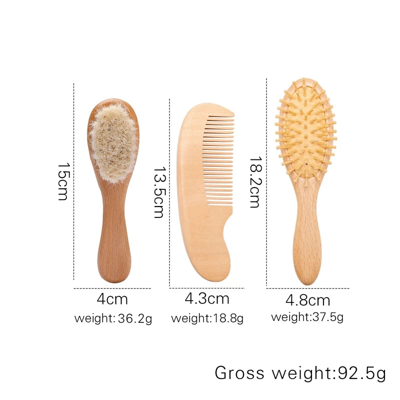 Let's Make Baby Care Hair Brush For Kids Girl Bath Showerb Pure Natural Wool Wooden Comb Hairbrush Infant Newborn Massager